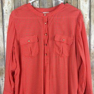 STYLUS Button Down Long Sleeve Sheer Top